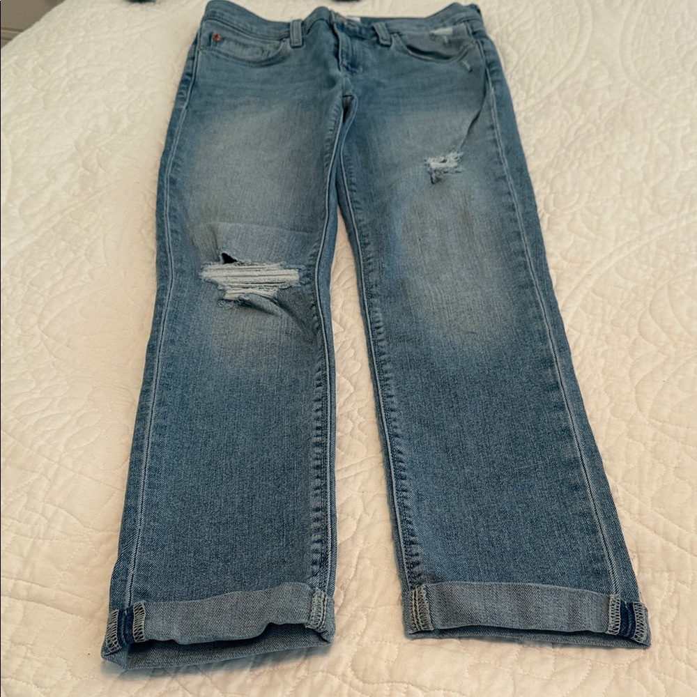 Hudson Jeans Light Blue Krista Straight Crop with roll cuff Denim, size 27